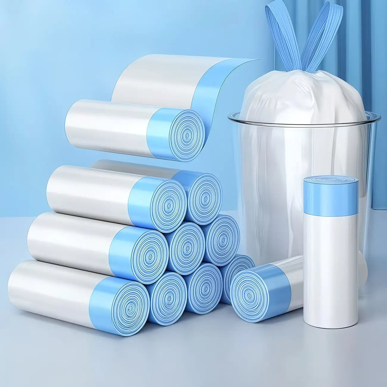 4 Gallon Heavy-Duty Pet Waste Bags - Leak-Proof Drawstring Cat Litter Bags, Large Capacity Dog Waste Bags, and Durable Home Cleaning Trash Bags (Available in 5 or 10 Rolls)