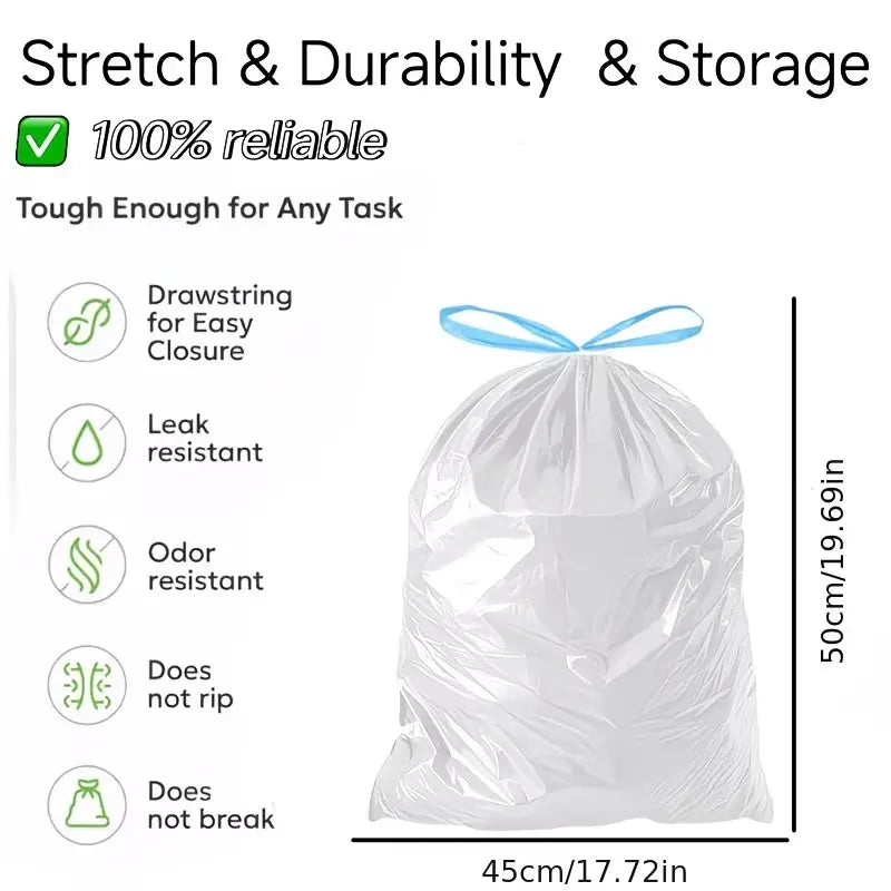4 Gallon Heavy-Duty Pet Waste Bags - Leak-Proof Drawstring Cat Litter Bags, Large Capacity Dog Waste Bags, and Durable Home Cleaning Trash Bags (Available in 5 or 10 Rolls)