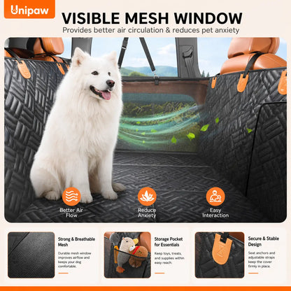 Roampaws Waterproof Dog Car Seat Cover with Rigid Base - Durable Pet Protection for Back Seat Cleanliness