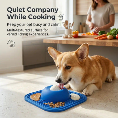 Dog Slow Feeder Bowl and Lick Mat Set - Food-Grade Silicone Anti-Slip Feeding Mat with Strong Suction Pad for Anxiety Relief and Mess-Free Use with Wet Food, Yogurt, and Peanut Butter