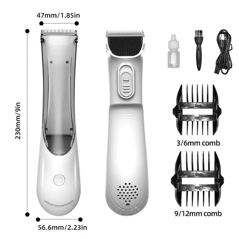 2-in-1 Portable Dog Grooming Vacuum and Clipper Kit with 3-Speed Low Noise Rechargeable Motor, Powerful Suction, and LED Shedding Accessories for Cats and Dogs
