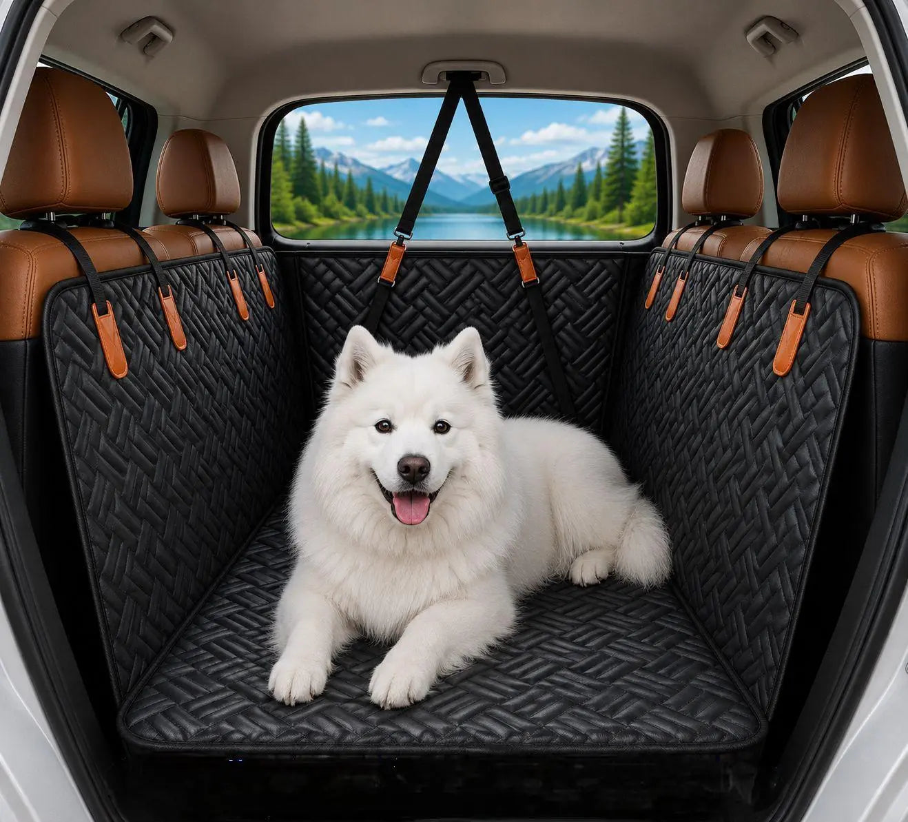 Roampaws Waterproof Dog Car Seat Cover with Rigid Base - Durable Pet Protection for Back Seat Cleanliness