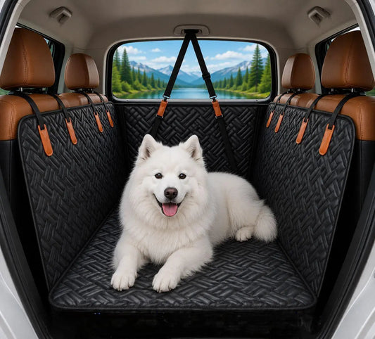 Roampaws Waterproof Dog Car Seat Cover with Rigid Base - Durable Pet Protection for Back Seat Cleanliness