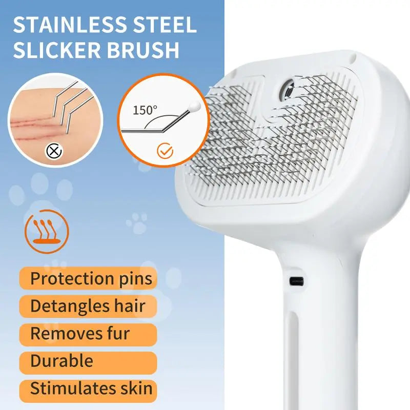 Pet Hair Removal Comb with Spray Odor Eliminator - Professional Brush for Cats and Dogs