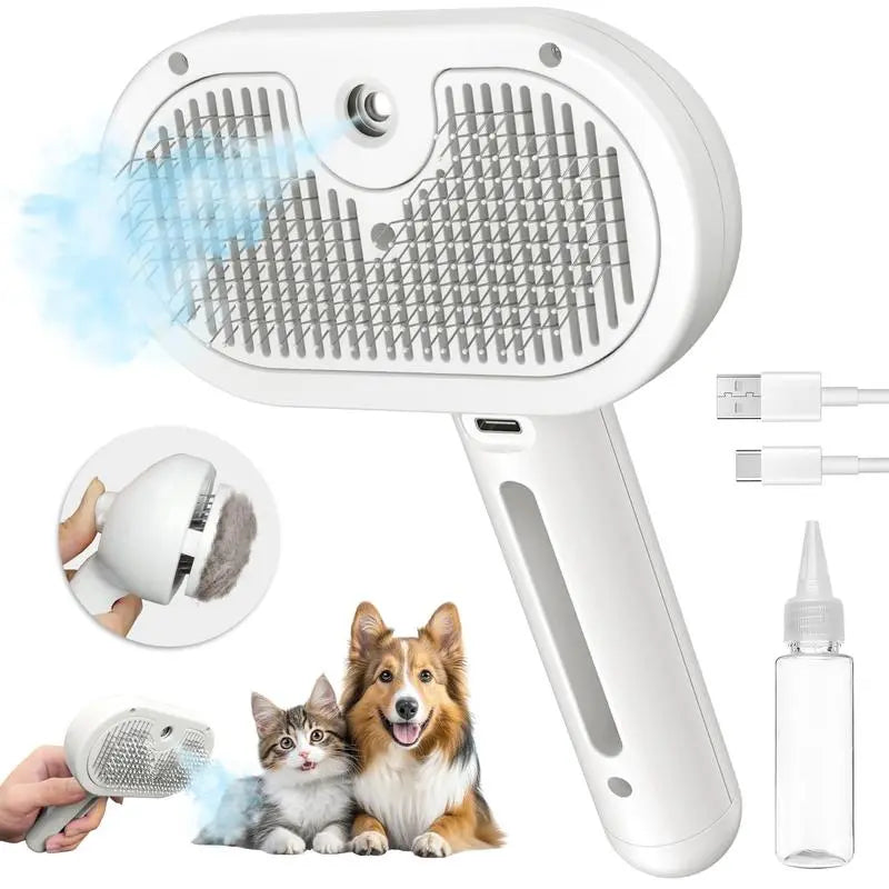 Pet Hair Removal Comb with Spray Odor Eliminator - Professional Brush for Cats and Dogs