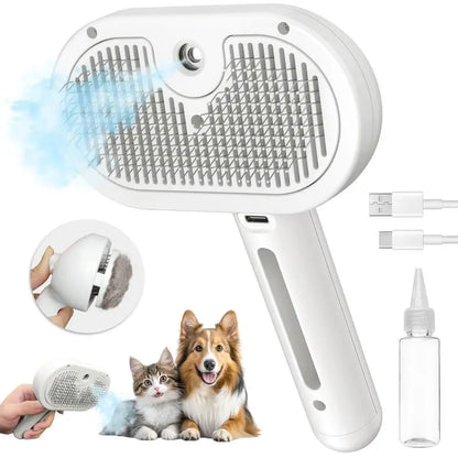 Pet Hair Removal Comb with Spray Odor Eliminator - Professional Brush for Cats and Dogs