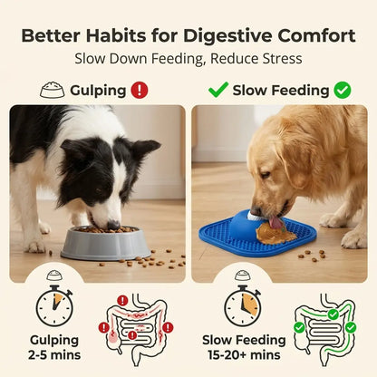Dog Slow Feeder Bowl and Lick Mat Set - Food-Grade Silicone Anti-Slip Feeding Mat with Strong Suction Pad for Anxiety Relief and Mess-Free Use with Wet Food, Yogurt, and Peanut Butter
