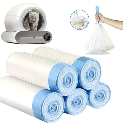 4 Gallon Heavy-Duty Pet Waste Bags - Leak-Proof Drawstring Cat Litter Bags, Large Capacity Dog Waste Bags, and Durable Home Cleaning Trash Bags (Available in 5 or 10 Rolls)