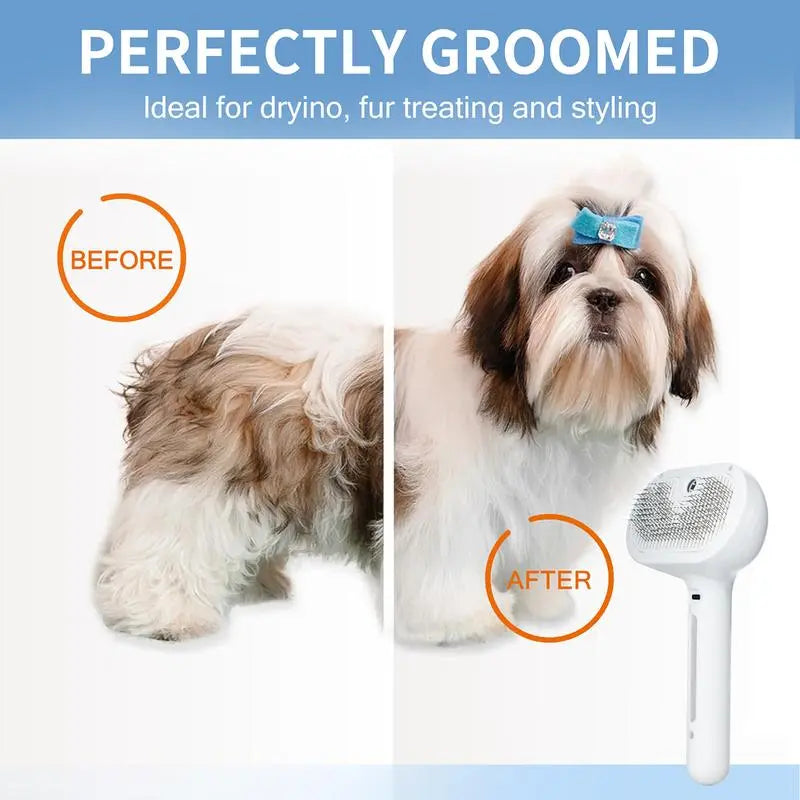 Pet Hair Removal Comb with Spray Odor Eliminator - Professional Brush for Cats and Dogs