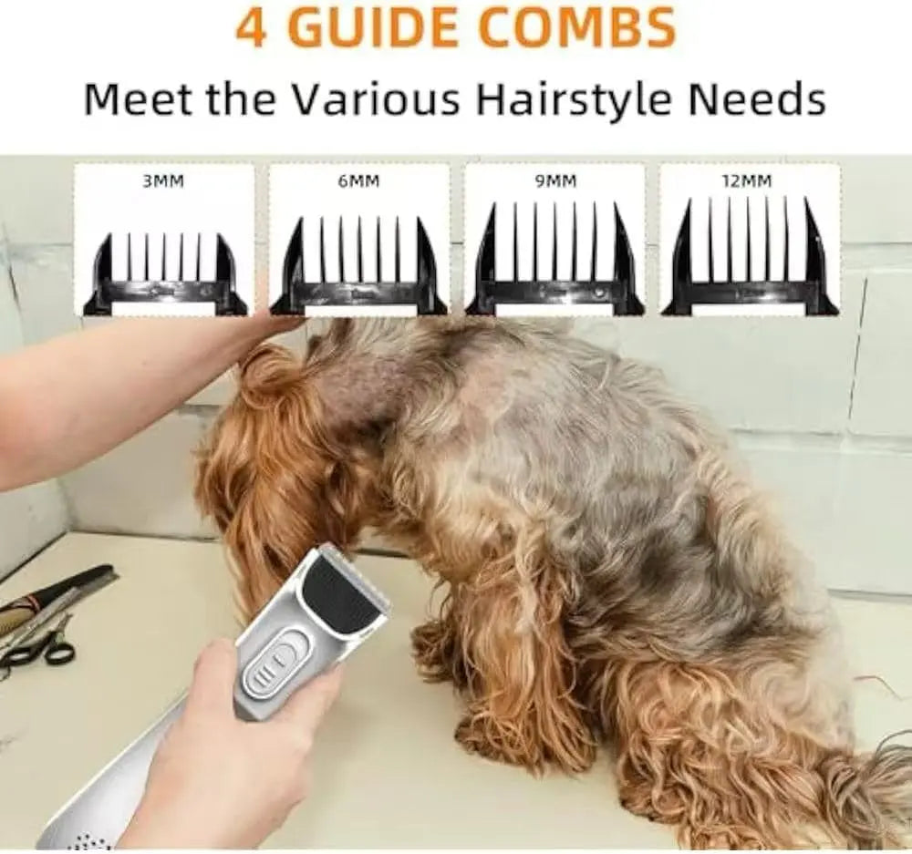 2-in-1 Portable Dog Grooming Vacuum and Clipper Kit with 3-Speed Low Noise Rechargeable Motor, Powerful Suction, and LED Shedding Accessories for Cats and Dogs