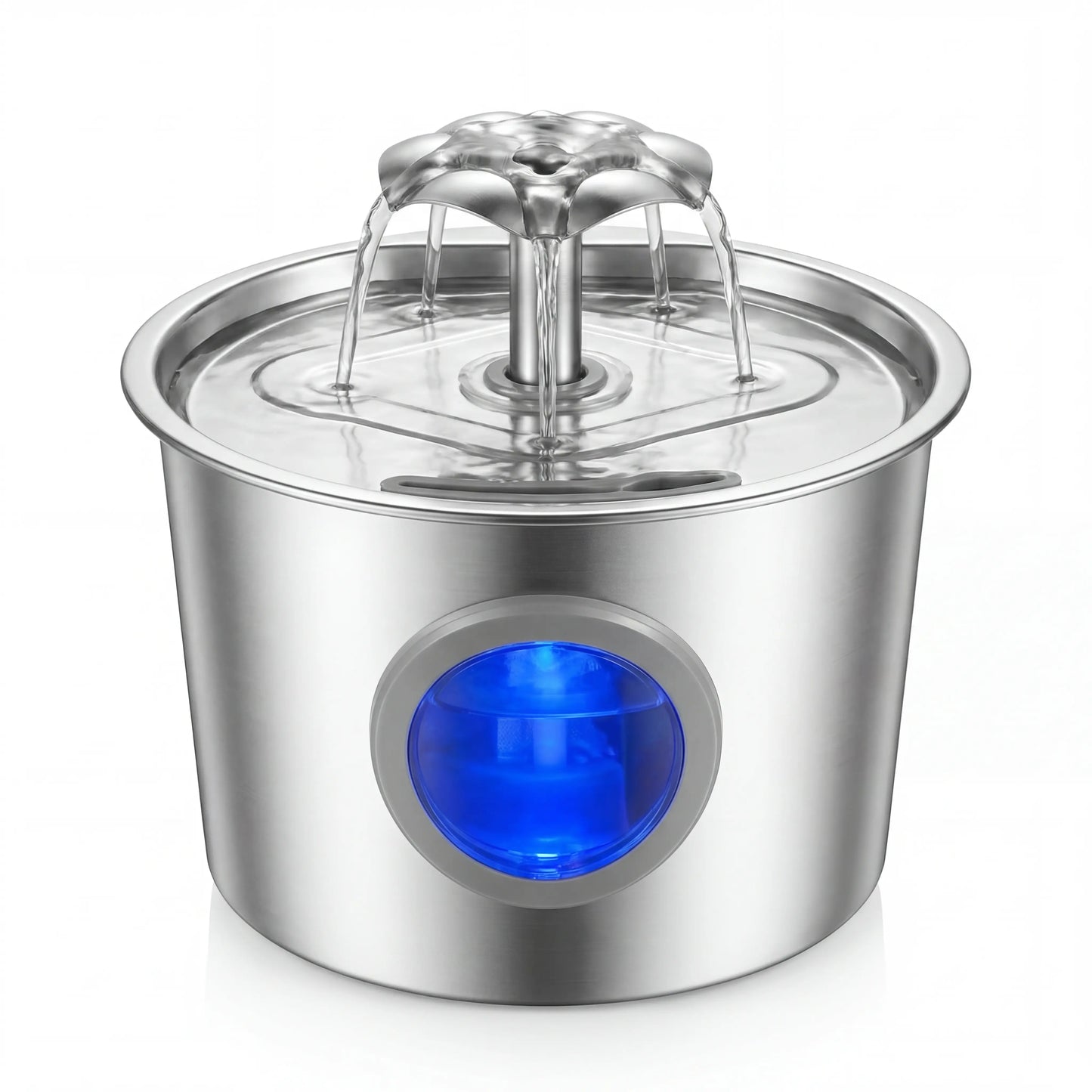 Super Silent Cat Water Dispenser 2.2L Pet Water Dispenser Super Silent 304 Stainless Steel Water Outlet Night Light 6-Layer Filter Soft Blue LED Automatic Gravity Water Supply | Wired Plug in Model | Leak Proof Design | Easy to Clean | Easy to Install